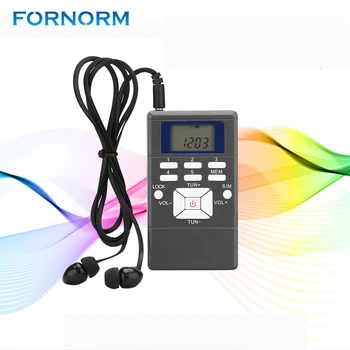 FORNORM Mini Digital FM Radio Receiver компактно преносимо AM/FM/къси вълни радио с ухо/струнным led дисплей