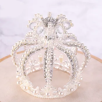 FORSEVEN блестящ Кристал имитация на перли диадеми crown превръзки Принцеса диадема булката Noiva сватба декоративни орнаменти
