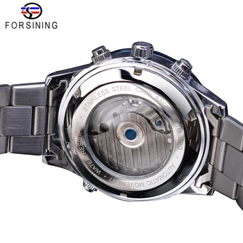 Forsining Tourbillion Design Silver Steel Мъжки Автоматично Спортни Механични Ръчни Часовници Top Brand Luxury Male Clock Relogio