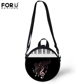 FORUDESIGNS женствена чанта през рамо музикални ноти принт кръг чанти пиано модел момичета Мини чанта през рамо чанта малка торбичка
