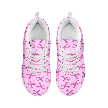 FORUDESIGNS информираността за рака на гърдата печат ежедневни дамски обувки на равна подметка окото есен дишаща платформа маратонки дамски момичета