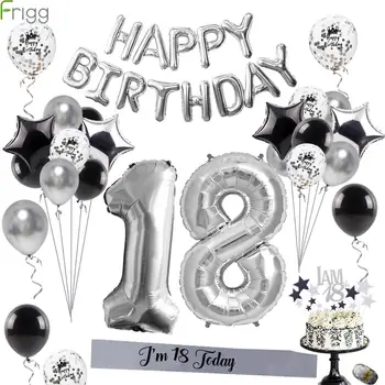 Frigg Silver Metal 18th Birthday Balloons Happy 18 Birthday Party Number балон за възрастни Рожден Ден украси 40 бр.
