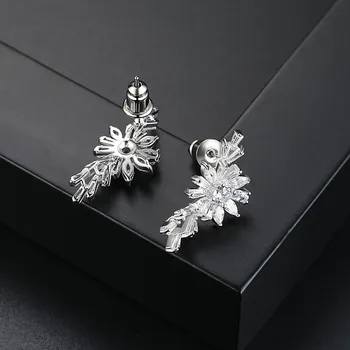 FXLRY New Fashion Elegant White Color Micro Inlay AAA Zircon Creative Flowers Stud Earrings For girl To Gift Jewelry Accessor
