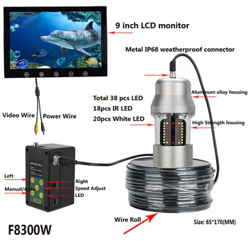 GAMWATER 9 инча подводен риболов камера Fish Finder 38 led на 360 градуса въртяща се камера на 20 м 50 м 100 м