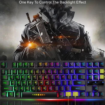 GK-10 Wired 87 Keys Swappable Wired Gaming ръчна детска RGB клавиатура със задно осветление за PC Gamer