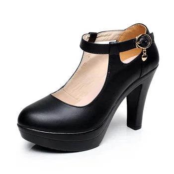 GKTINOO качествена дамски кожени обувки на ток 2020 платформа Mary Jane Обувки Дамски обувки лодка OL офис работна дамски обувки на високи токчета