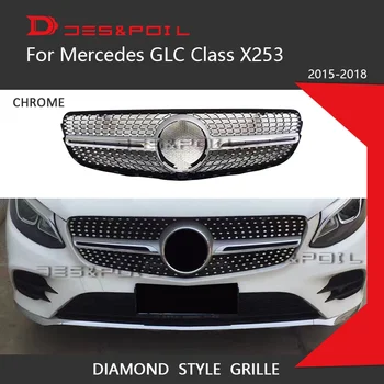 GLC Diamond Grille черен сребрист Хром за Mercedes Benz X253 Coupe спорт ютилити превозно средство и предната броня състезателни скара-2018 GLC43 GLC200 GLC300