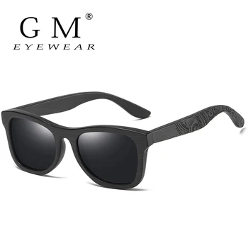 GM ръчно изработени Марка дървени поляризирани очила на Жените и мъжете Дизайн на шофиране дървени огледално нюанси в кръгла дървена кутия S1610B