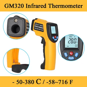 GM320 LCD инфрачервен Инфрачервен термометър BSIDE безконтактен цифров пирометр измерване на температурата точка -50~380 градуса термометър