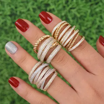 GODKI Monaco Design Luxury Twist стекове а штабелируемые пръстени за жени сватбени кубичен Циркон годежен пръстен Dubai Naija Bridal Ring Finger