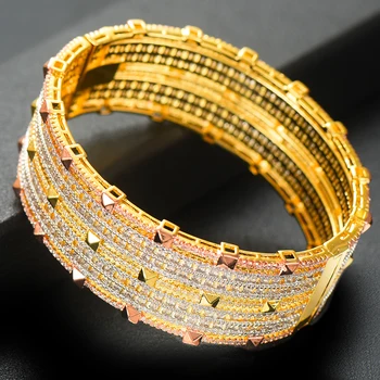 GODKI луксозни Саудитска Арабия гривна, пръстен и комплект за жени пълен микро кубичен Циркон проправи сватба саудитски арабски Дубай бижута