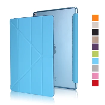 GOLP флип-надолу капак за iPad Pro 12.9 case изкуствена кожа прозрачен PC Back Tablet Smart cover за iPad Pro 12.9 