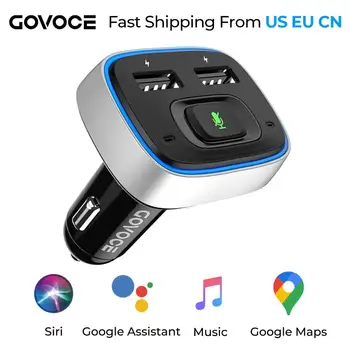 GoVoCE Bluetooth зарядно за кола със Siri и Google Voice Control безжично зарядно за кола USB, Fast Chargeres за телефон