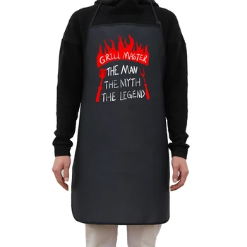 Grill Master The Man The Мит The Legend Father ' s Day/Birthday Gift Смешни BBQ Chef Престилка One Size Black