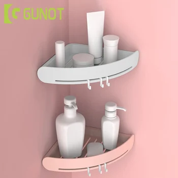 GUNOT пластмасова етажерка за баня организатор Кутийка кутия за съхранение, с монтиран на стената шампоан душ срок на годност на притежателя баня аксесоари, комплекти