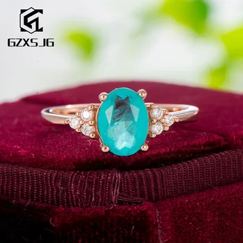 GZ 585 rose gold покритие Paraiba турмалин скъпоценни камъни пръстен за жените е истински сребро 925 пръстен за годежни подаръци size10