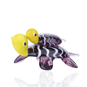 H&D Сладко Sea Turtle Swimming with Baby-са подбрани статуетка на статуята на издухано стъкло мурано произведение животно преспапиета подарък начало декор