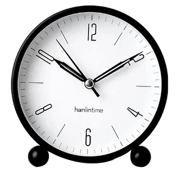 Hanlintime аналогов будилник лесно инсталиране малки настолни часовници, не тиктака,с ночником, батерии супер безшумен будилник,B