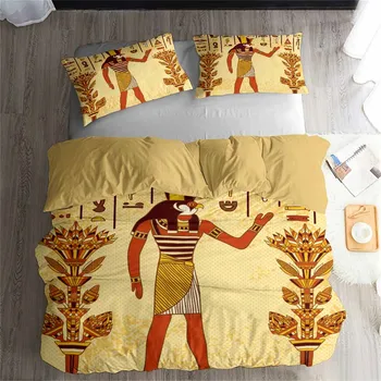 HELENGILI 3D комплект постелки Древен Египет печат пухени комплект спално бельо с калъфка легло комплект за домашен текстил #AJ-06