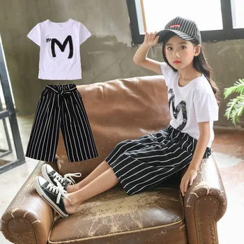 HH Fashion Girls summer clothes Short Върховете+ Pants boutique kids clothing носете Children outfits little girl clothes 4 8 14Years