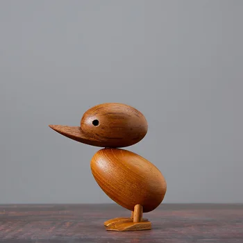 [HHT] на висококачествени дървени тиковые патица украса на сладки животни украса патица твърди дървени занаяти начало декор творчески празнични подаръци