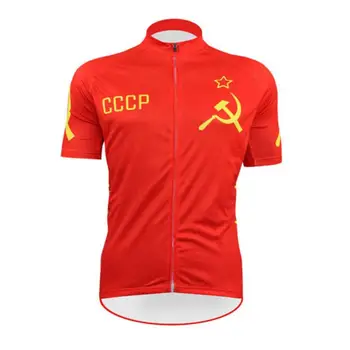 HIRBGOD мъжка велосипедна фланелка с къс ръкав на Червени CCCP cycling shirt Bike Clothes-NR236