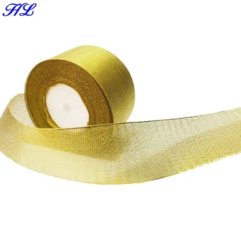 HL 1 ролка (25 ярда) 50 мм златна панделка за опаковане на подаръци колан за сватба парти и коледни декорации DIY тъкане, шиене, аксесоари A205