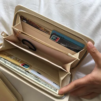 HLDAFA 2020 нов кожен женски портфейл холограма чанта лазер Сребърен портфейл съединител дълги женски пари в чантата си притежател на банкова карта телефон чанта