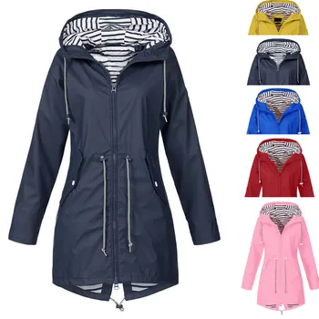 Home&Nest Women Solid Rain Jacket Outdoor Plus Size Водоустойчив Ветрозащитная Горна Дреха С Качулка Свободно Палто За Есен-Зима Якета Палта