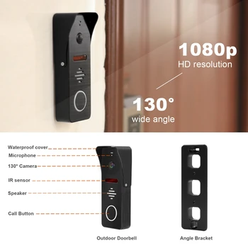 HomeFong WIFI видео домофон безжична домофонна система, с ключ на HRISTO домофони сензорен екран 1080P звънчева камера за откриване на движение