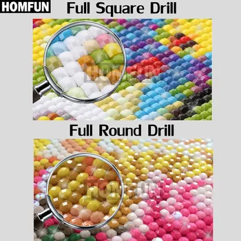 HOMFUN Full Square/Round Пробийте 5D САМ Diamond Живопис 