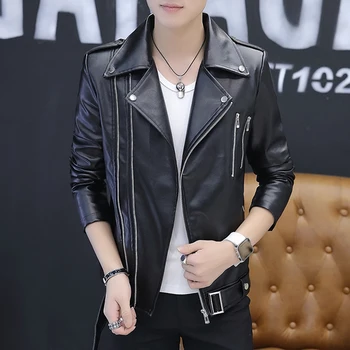 HOO new 2020 култивират one ' s morality Beautiful Young leather fashion кожено яке с ревери мода