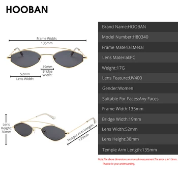 HOOBAN New Polygon слънчеви очила за Жени на марката дизайн на малък диамант дамски слънчеви очила Моден Двойна мост очила с UV400