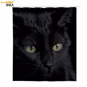 HUGSIDEA черна котка, печатни завеси за душ водоустойчив полиестер баня душ завеси тъкан вана затъмнение завеса домашен интериор