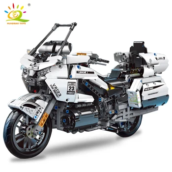 HUIQIBAO 1328Pcs Technical Sport Touring Motorcycle Model Building Blocks Speed Champions Car Brick Educational Toy for Children