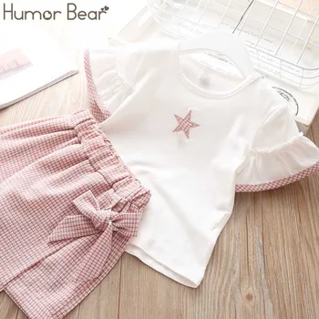 Humor Bear Girls' Children Clothing Set Brand NEW Star T-shirt +колан Pantskirt Suit Girls Сладко Kids Baby Clothes
