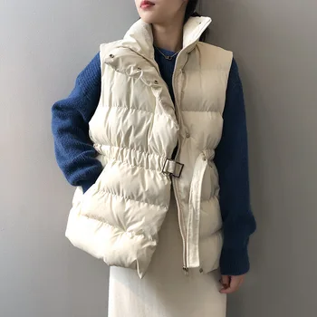 Hzirip 2020 нов Есен Зима жилетка, палто жени OL официално сгущает топло яке без ръкави, хляб, дрехи, връхни дрехи паркове с колан