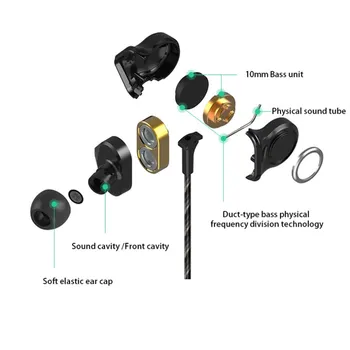 I-INTO i8 динамични слушалки 6 Unit Drive, HIFI Bass събуфър 3,5 мм в ухото слушалки с кабел с шест високоговорители