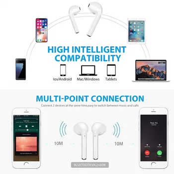 I7s TWS безжични Bluetooth слушалки за Apple iPhone 6S Plus 6 7 8 X SE 5S 5 7plus 8plus Music Earbud зарядно устройство ще захранване на скоростната