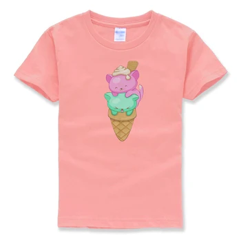 Ice Cream Cat Kawaii Clothing / Сладурско Kitten Мелба Аниме T Shirt Sweet Yume Food Womens Graphic Tee for Crazy Lady
