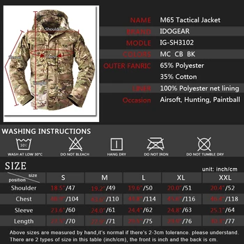 IDOGEAR M65 UK US Army Clothes тактическа ветровка мъжете Зима Есен водоустойчив полет пилот палто, яке hoody