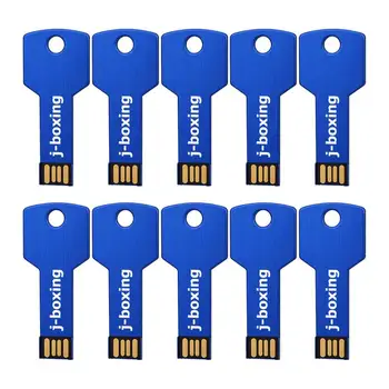 J-бокс 10 бр/лот USB Flash Drive Key Shape Thumb Pen Drive Memory Stick Pendrive за компютър Macbook 1G, 2G, 4G 8G 16G 32G син