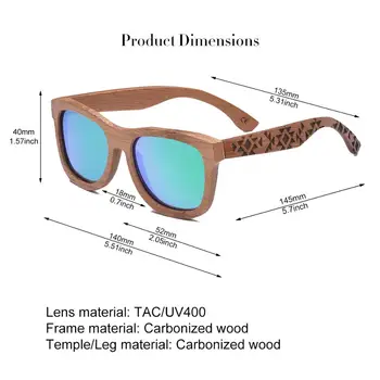 JANGOUL Карбонизированные бамбукови слънчеви очила класически бамбукови дървени слънчеви очила натурални Мъже, Жени ретро очила ръчно изработени TA06