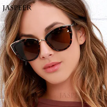 JASPEER мода Cateyes слънчеви очила за Жени на луксозна марка дизайнер реколта Котешко око Слънчеви очила женски ретро пълен кадър стил очила