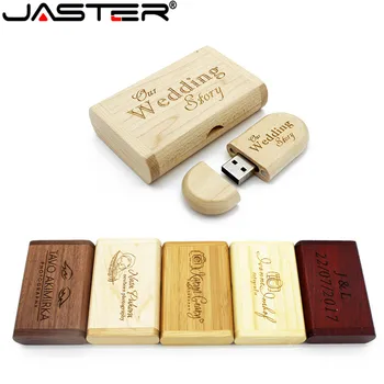 JASTER Free personalized customization Wooden USB flash drive pendrivesMaple usb+box 4GB 8GB 16GB 32GB 64GB memory stick подарък
