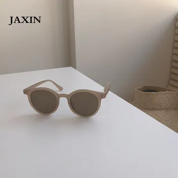 JAXIN okulary New Korean Retro Cat Eye слънчеви очила дамска мода дива Кръгла дограма за слънчеви очила за мъже марката дизайн тенденция огледало UV400