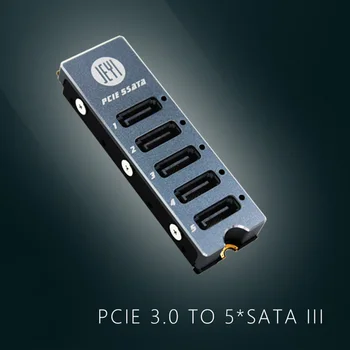 JEYI SATA Disk Array Card JMS585-Тънък 5 порта SATA3 за M. 2 Nvme PCI-E 3.0 to SATA 16G JMB585 с радиатор за ThunderBolt3