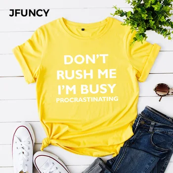 JFUNCY плюс размер 5XL Дамски тениска лято памук с къс ръкав чай върховете творчески Писмо печат ризи мода ежедневни дамски тениска