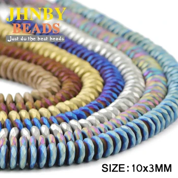 JHNBY матиран плосък фасетиран през цялата хематит 10x3mm 30шт естествен камък и руда свободни мъниста за бижута, гривни като САМ аксесоари