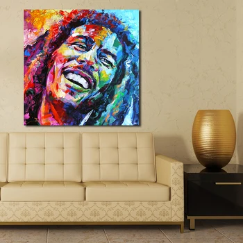 JQHYART Боб Марли портрет, живопис с маслени бои акрил върху платно Печат за хола украса на дома не са